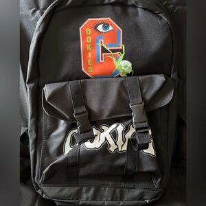 New COOKIES Backpack Book Bag Black Graphic Eye Spider Smell Proof Gym